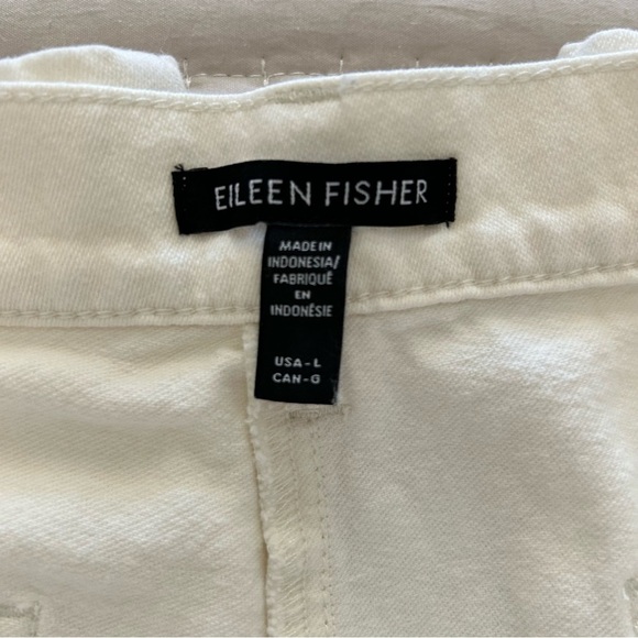 Eileen Fisher Women’s Organic Cotton High Rise Utility Cargo Jeans White, Large - Picture 5 of 10